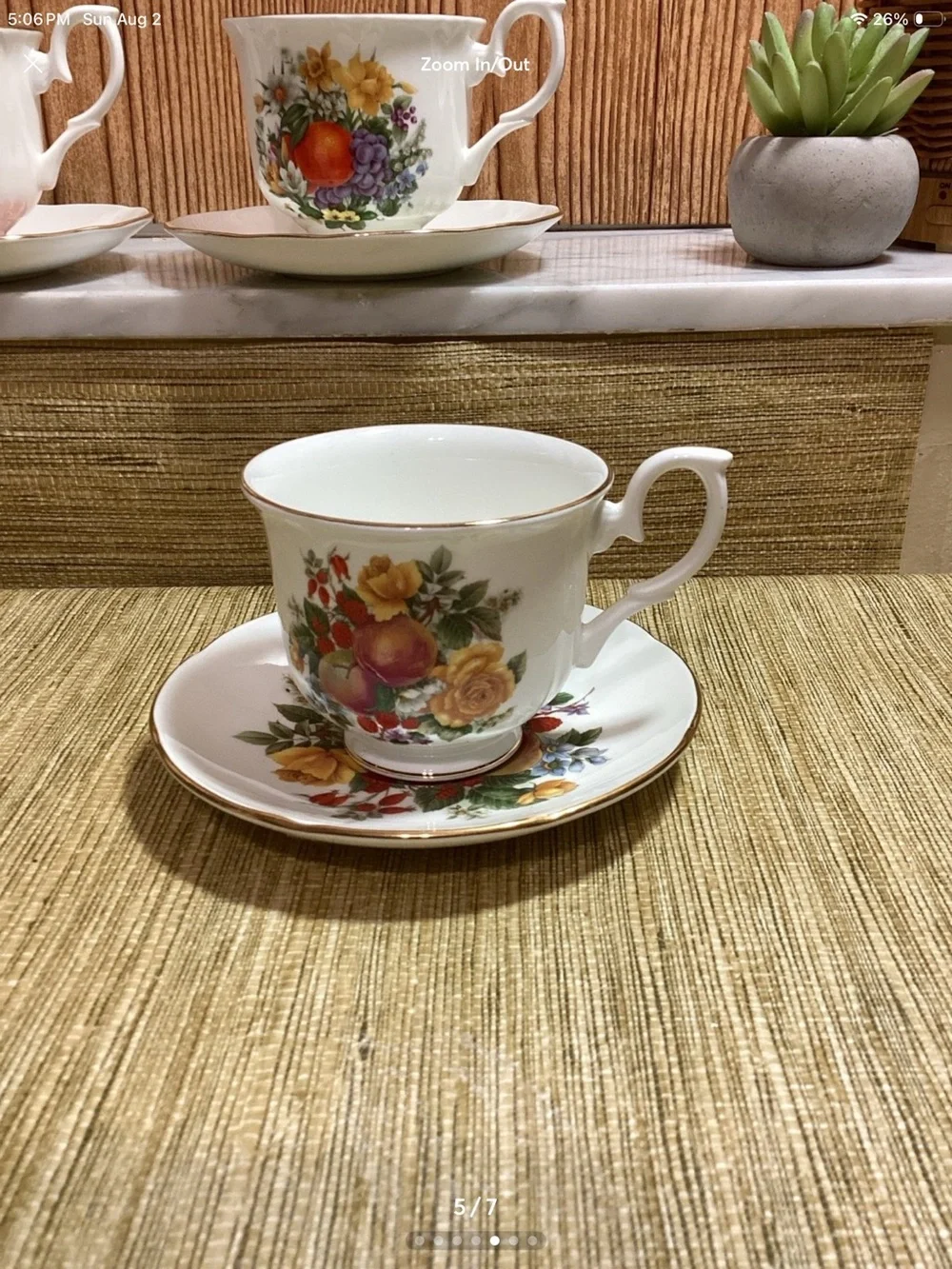 Royal Court Fine Bone China Floral Teacup and Saucer Set - Multicolor
